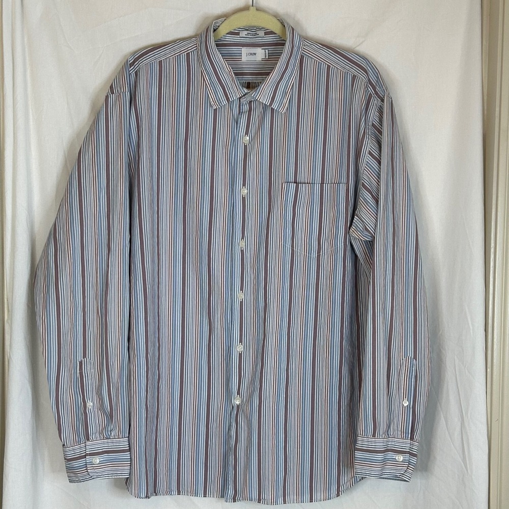 J Crew Mens XL Striped Long Sleeve Button Down Shirt Cotton Top - Picture 2 of 9